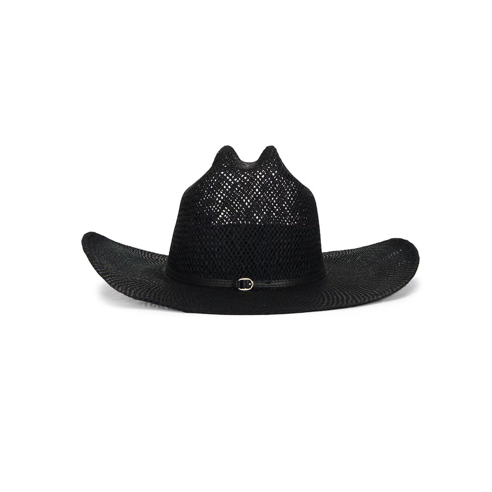 Janessa Leone Aiden Cowboy Hat Black Straw Cowgirl Western SMALL